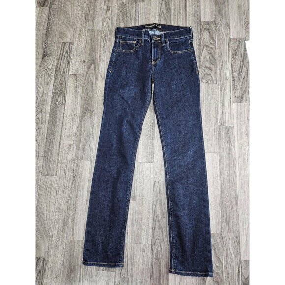 Express Jeans Womens 2R Dark Wash Skinny Mid Rise Stretch Denim Five Pocket - Picture 1 of 13